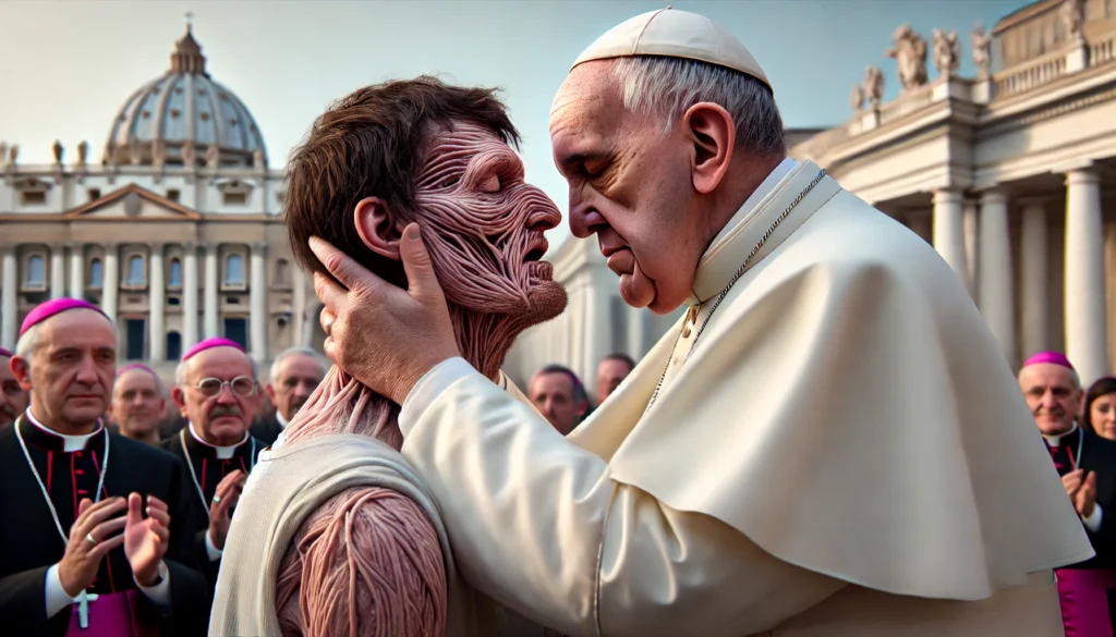 Papa Francisco O Beijo no Rosto do Homem Desfigurado
